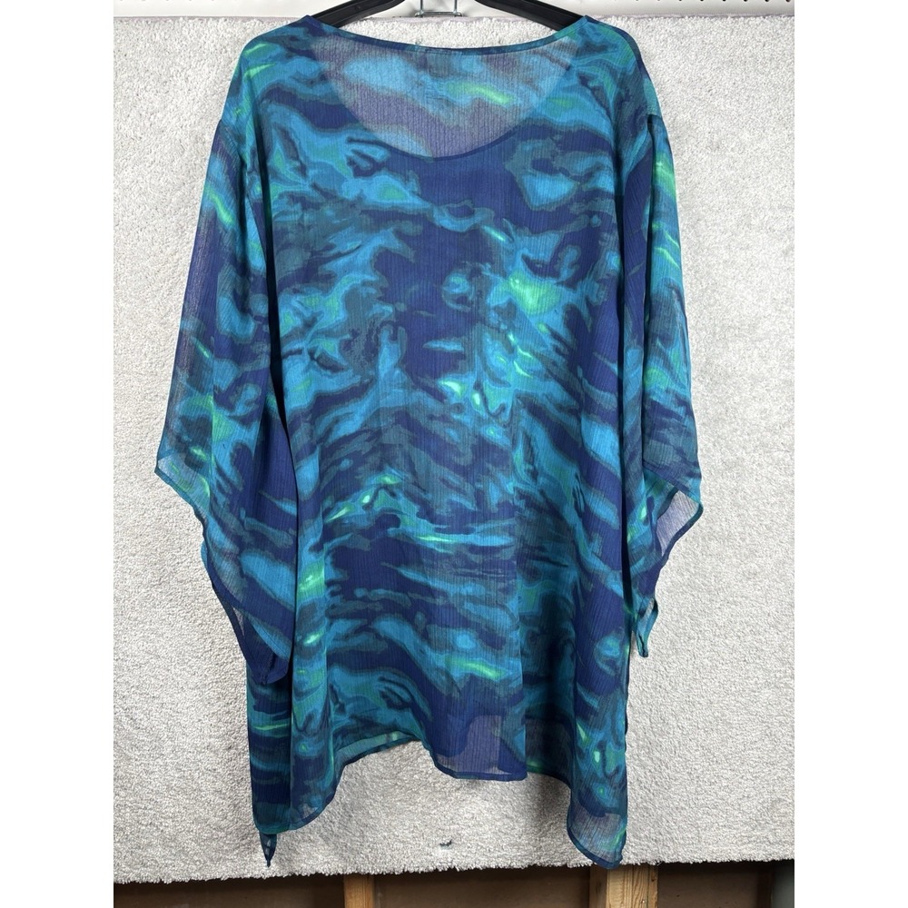 Catherines Womens Blue Scoop Neck Sheer Top Blouse Shirt Pullover 34 36W 5X Plus - Picture 4 of 5
